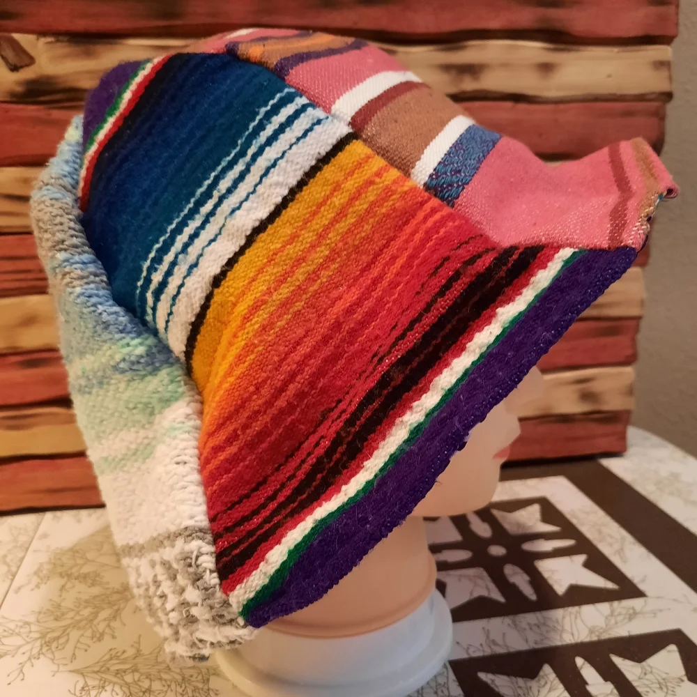 XL serape blanket scrap flop Hat handmade